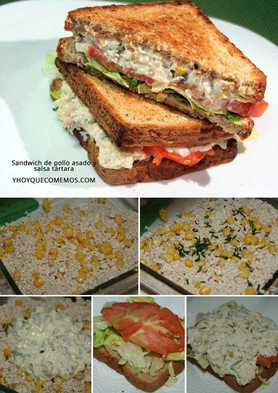 sandwich de pollo asado y salsa tartara receta