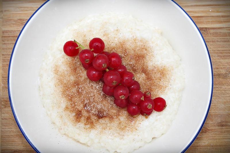 Arroz con leche con frutos rojos