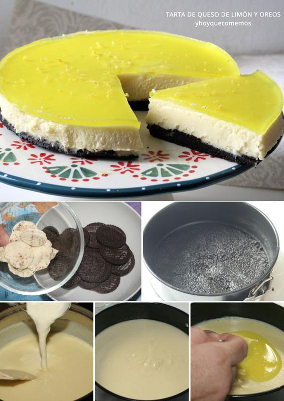 tarta de queso de limon y oreos paso a paso