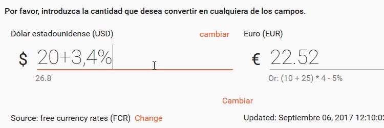 conversor de monedas con comsion