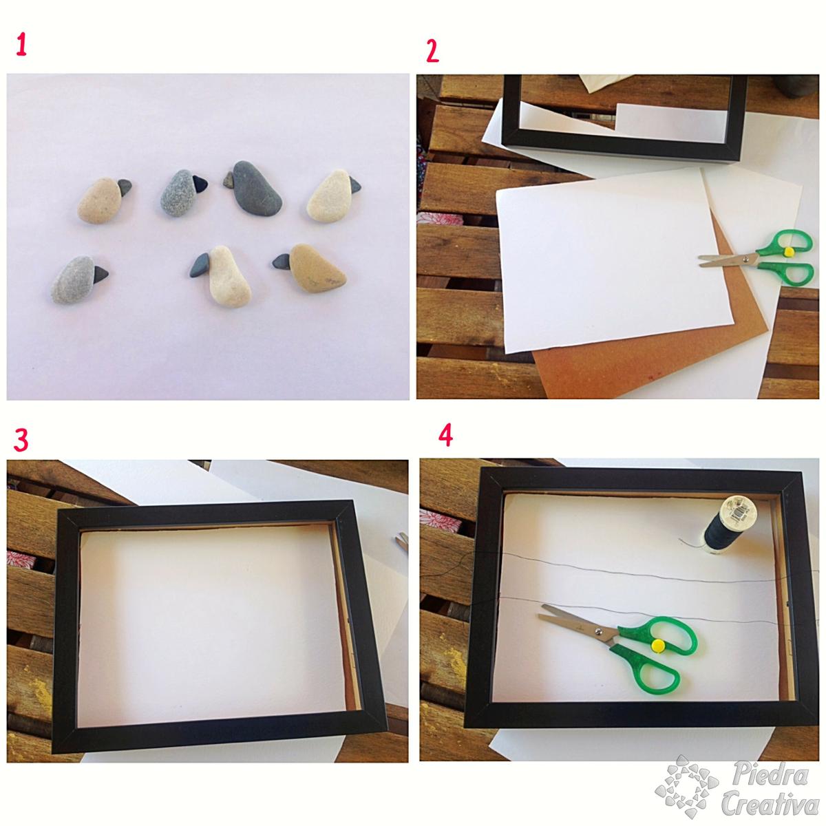 DIY paso a paso cuadro de pájaros en piedras-PiedraCreativa
