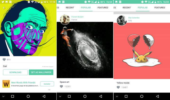 Walli es una app para Android que permite descargar wallpapers para tener fondos de pantalla creativos de artistas de todo el mundo. Aplicación para Android gratuita