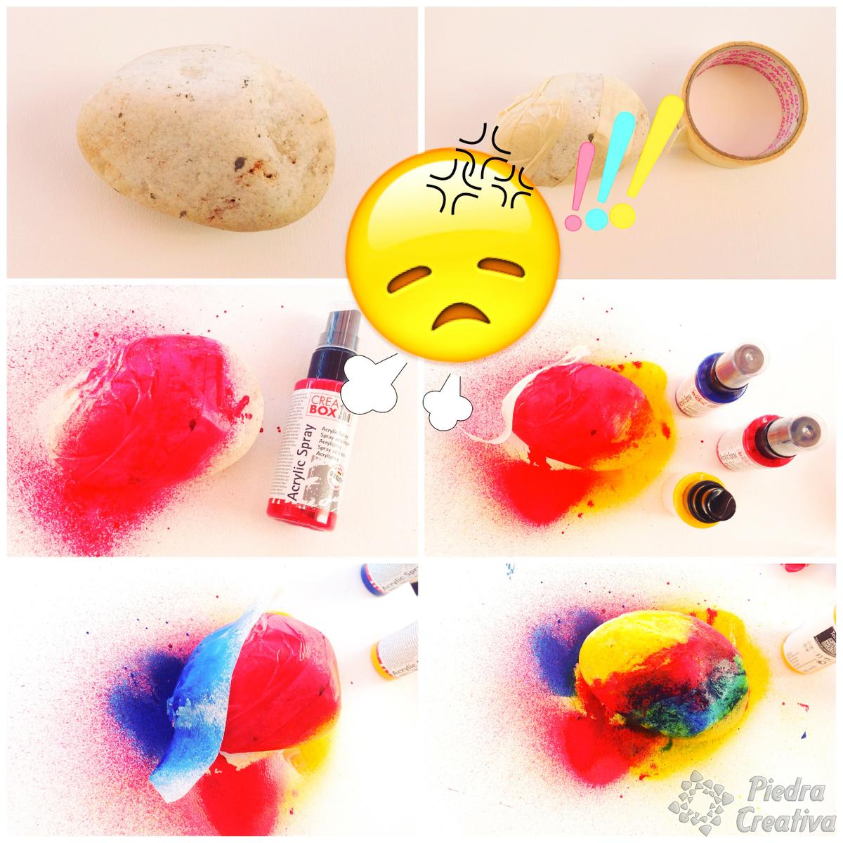 Piedras pintadas con pinturas en spray