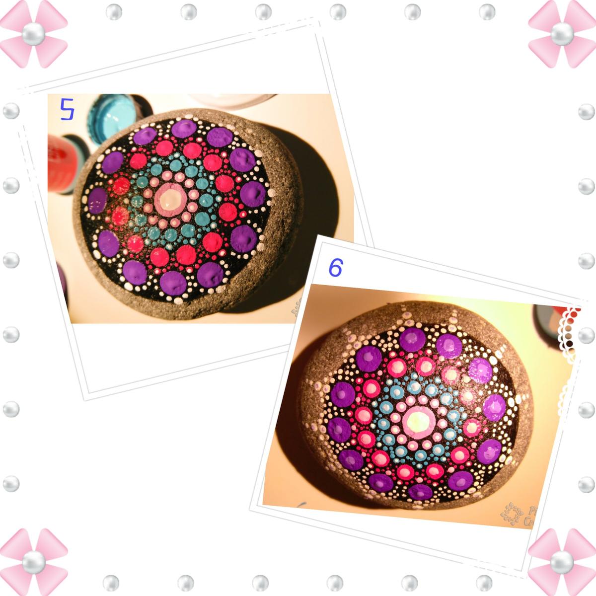 mandala en piedra pintado de la alegria