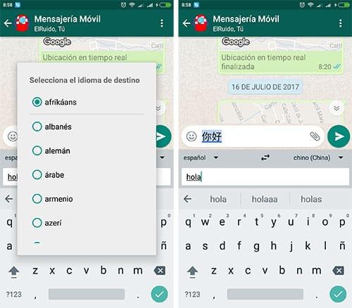 imagen chats traducidos en whatsapp