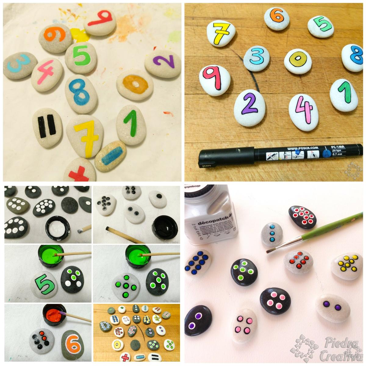 DIY paso a paso piedras pintadas de sumas y restas PiedraCreativa
