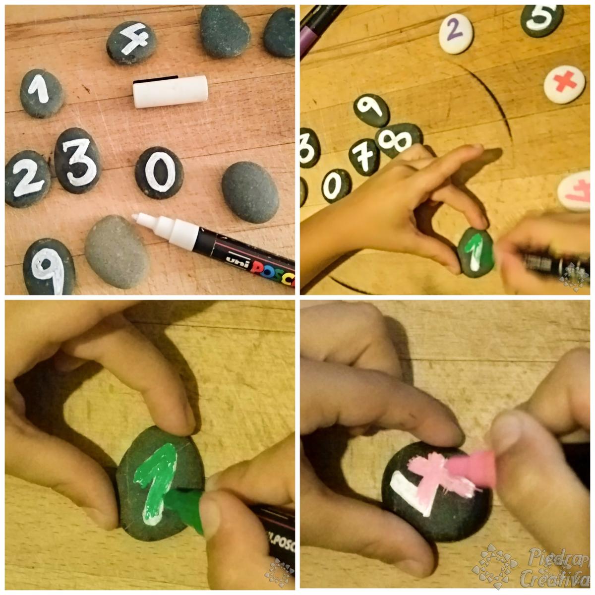Pintar piedras con los peques sumas y restas