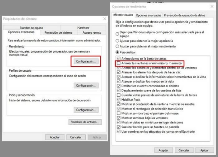 como desactivar animaciones