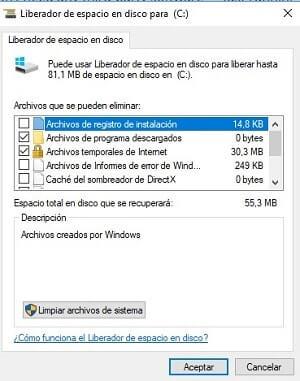 asistente de liberación de espacio