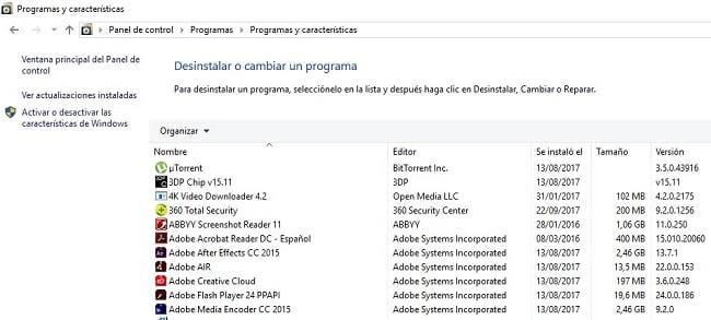 como desinstalar un programa en windows