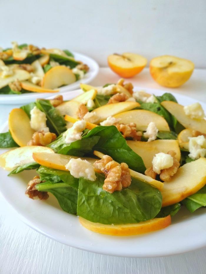 ensalada de espinacas manzana y queso de cabra