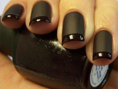 Uñas negras mate y brillo