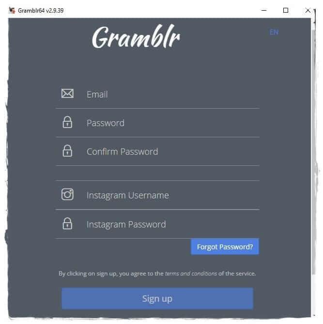 registrarse en Gramblr