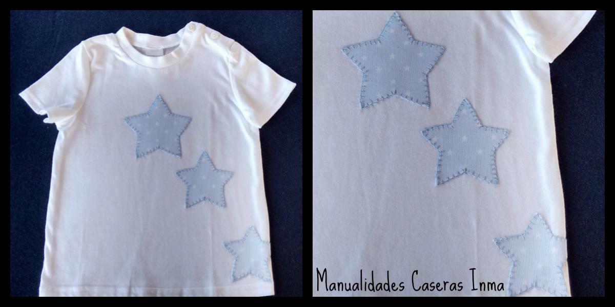 Manualidades Caseras Inma camiseta para bebé blanca con estrellas