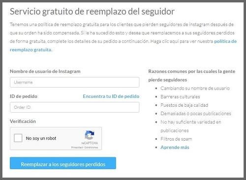 sustituir seguidores