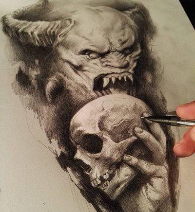 calaveras y demonios tatuajes 1 - +60 tatuajes de demonios diseños impresionantes que te encantaran
