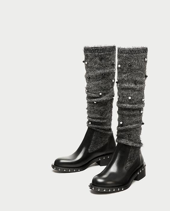 Botas altas con perlas