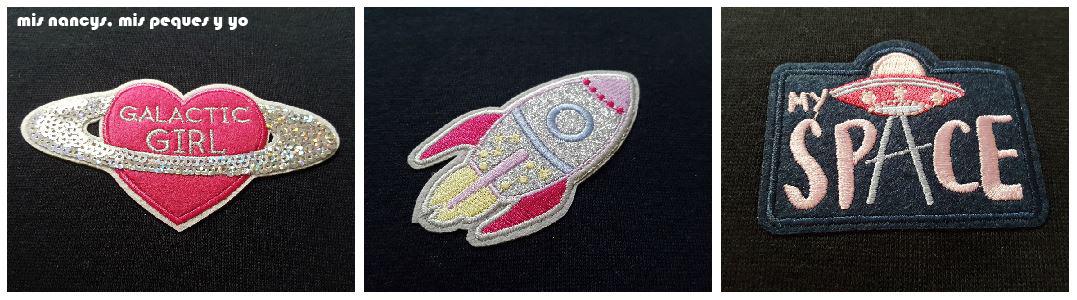 mis nancys, mis peques y yo, tutorial aplique en sudadera "en el espacio", apliques nave espacial y planetas