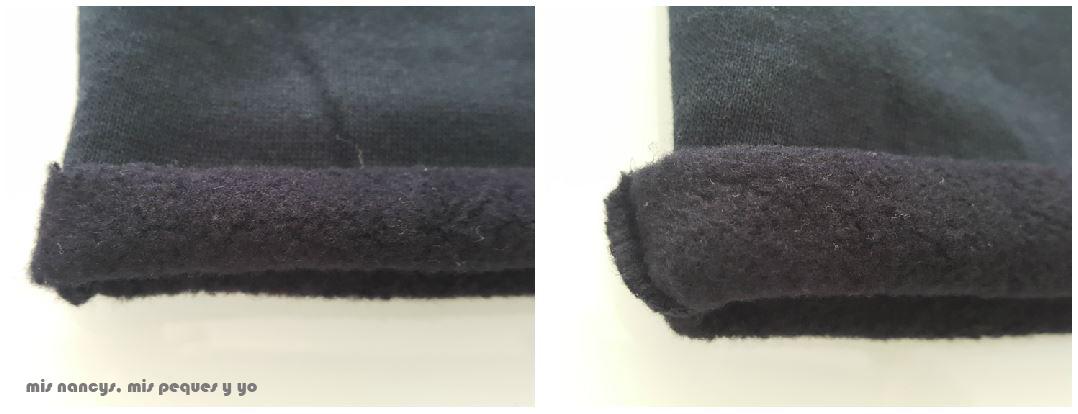 mis nancys, mis peques y yo, tutorial aplique en sudadera "en el espacio", hacer dos dobleces en el puño de la manga