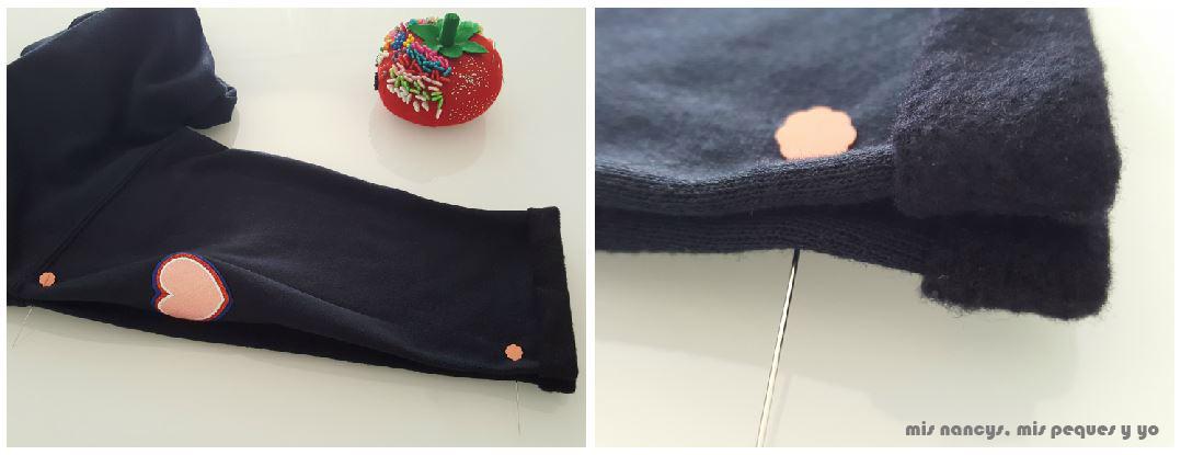 mis nancys, mis peques y yo, tutorial aplique en sudadera "en el espacio", las dos mangas iguales