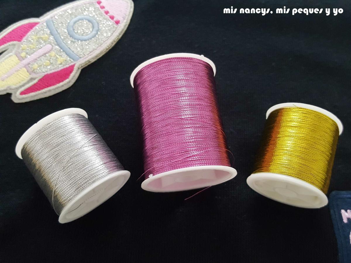 mis nancys, mis peques y yo, tutorial aplique en sudadera "en el espacio", hilos de bordar
