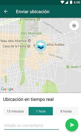 tiempo ubicación whatsapp