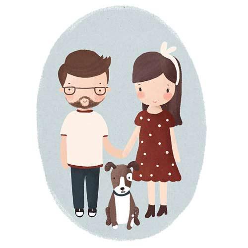 cuadro-ilustracion-retrato-familia-mascota-personalizado