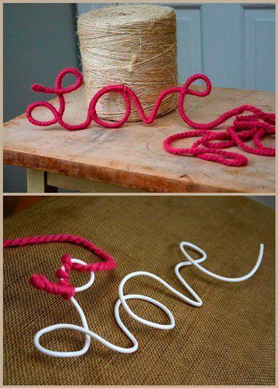 idea para regalar en navidad: letras caseras con alambre forrado