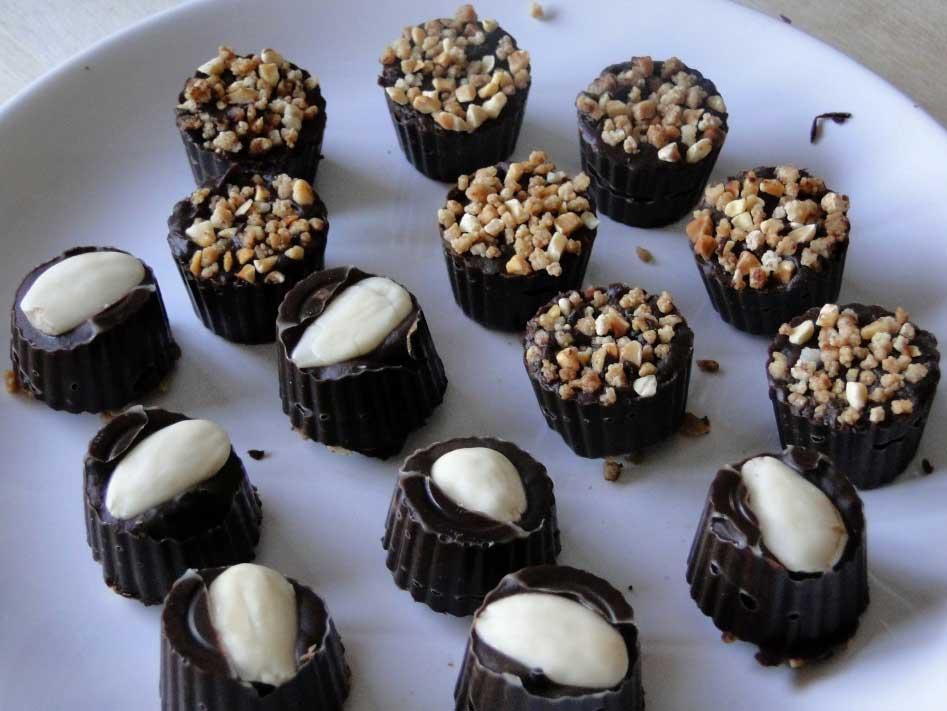 bombones de chocolate y almendra sin azúcar