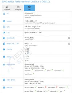 imagen características OnePlus 5T
