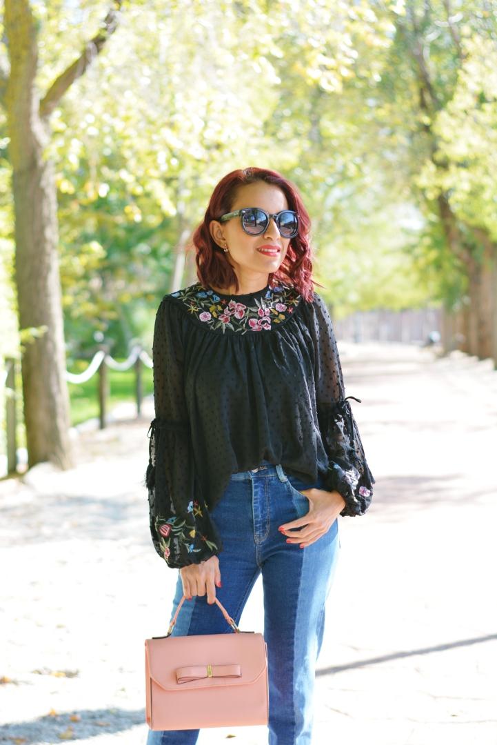Blusa de plumeti con bordados