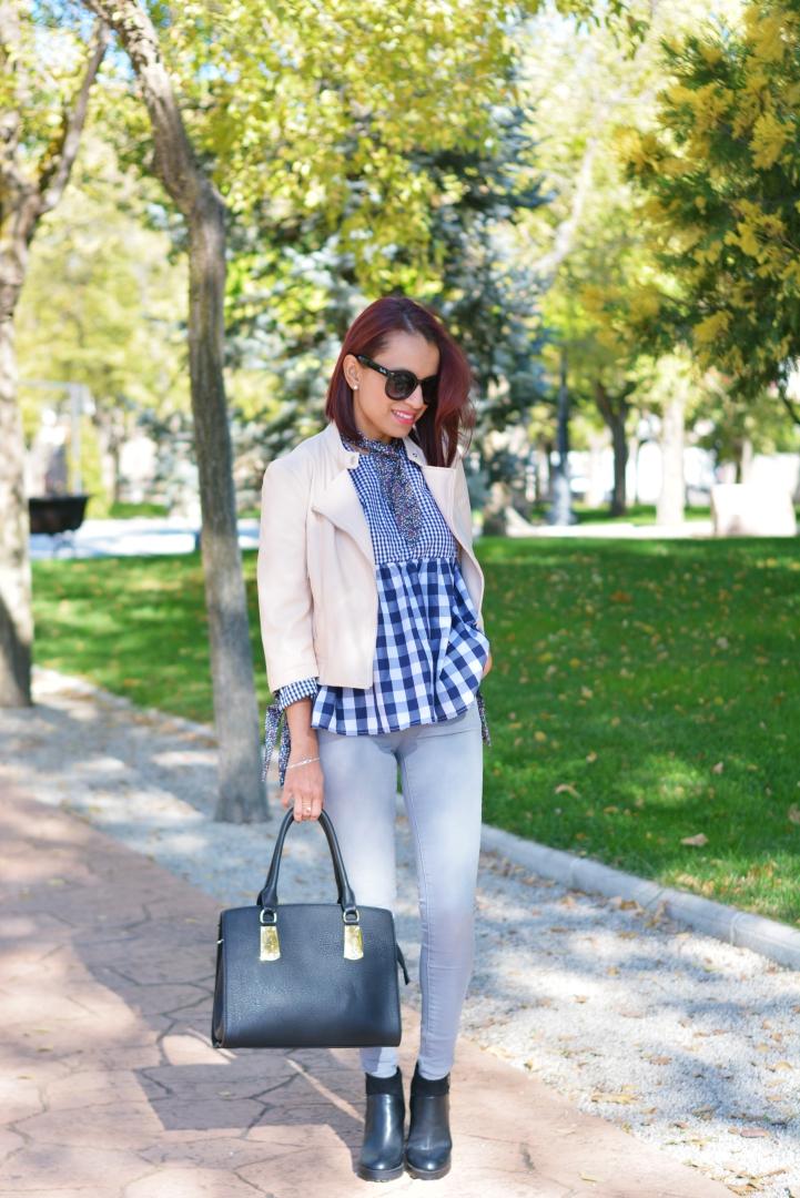Blusa cuadros vichu y flores