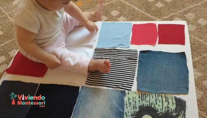 Panel de texturas para actividades Montessori de 6 a 12 meses
