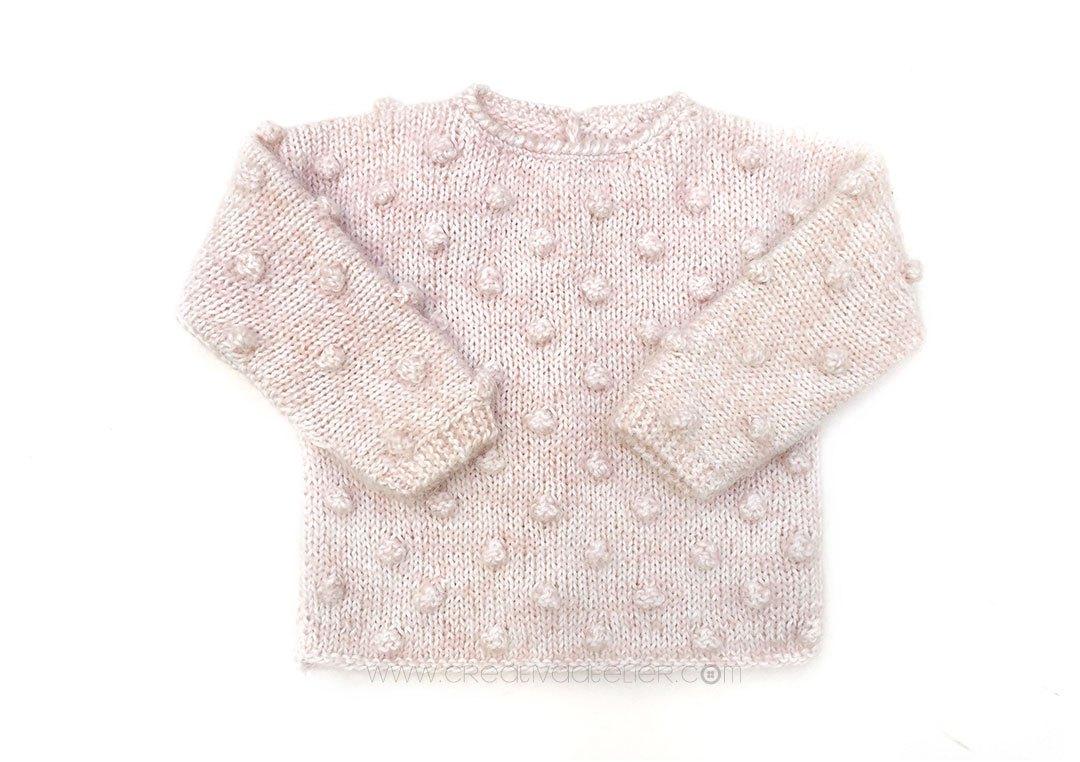 Jersey de punto Popcorn de bebé tejido a dos agujas DIY - Tutorial y patrón