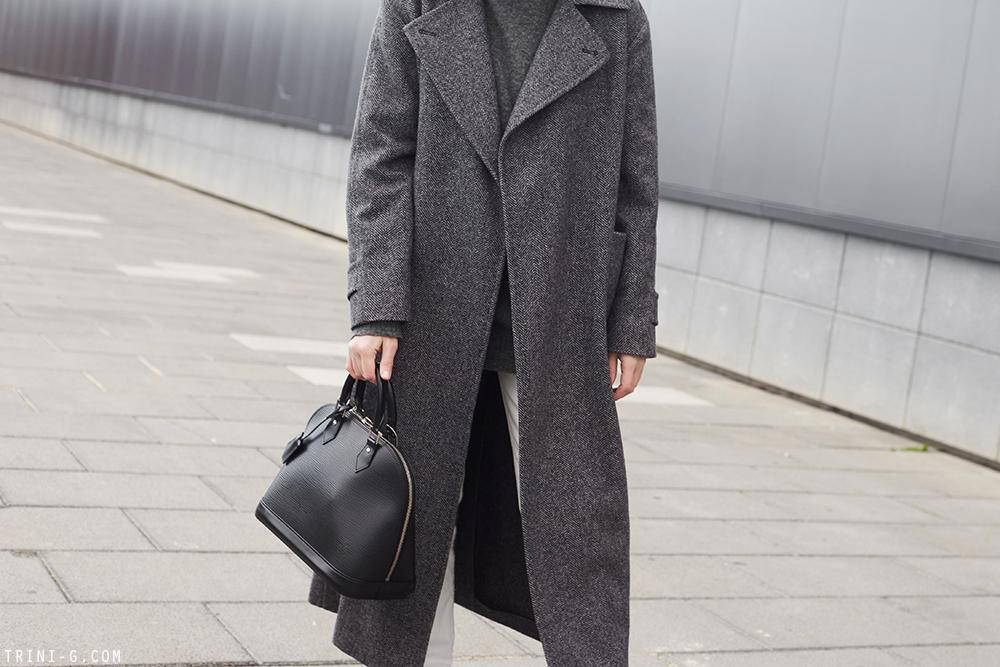 Trini | Max Mara grey coat The Row jeans