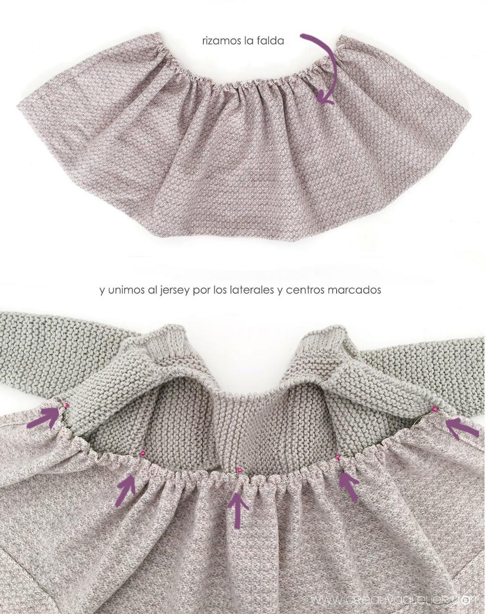 Cómo hacer un vestido de punto y tela combinado de bebé DIY - Tutorial y Patrón