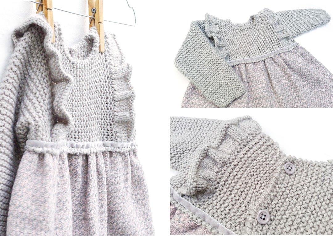 Cómo hacer un vestido de punto y tela combinado de bebé DIY - Tutorial y Patrón