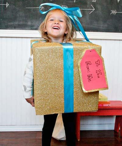 disfraz diy de regalo de navidad, ideal para niños