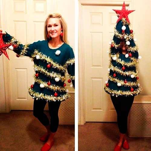 disfraz casero árbol de navidad fácil con un jersey