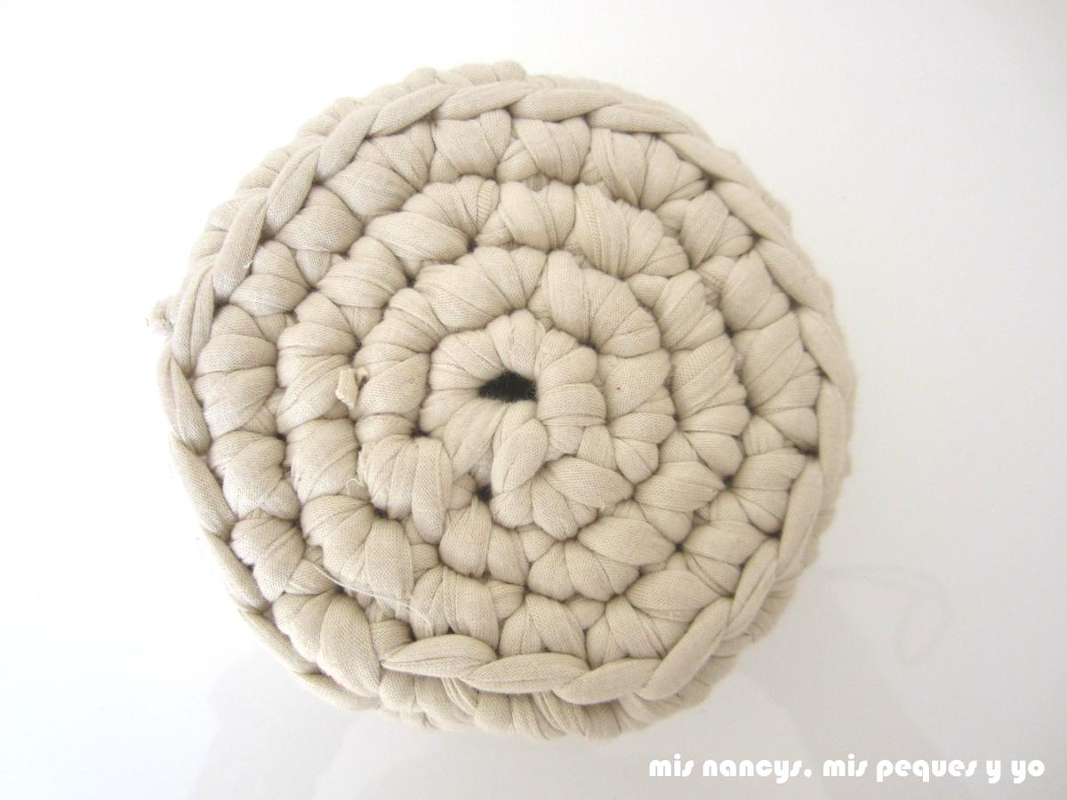 mis nancys, mis peques y yo, juego de tres cestas de trapillo redondas, detalle remate borde inferior