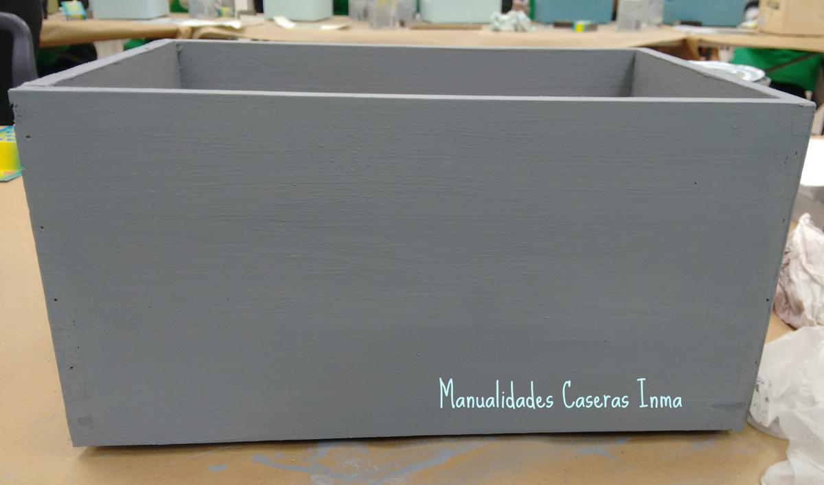 Manualidades Caseras Inma Caja de madera Chalk Paint color antracita