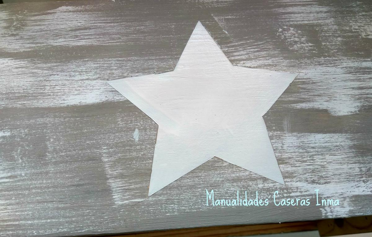 Manualidades Caseras Inma Caja de madera con estrella Chalk Paint detalle de la estrella