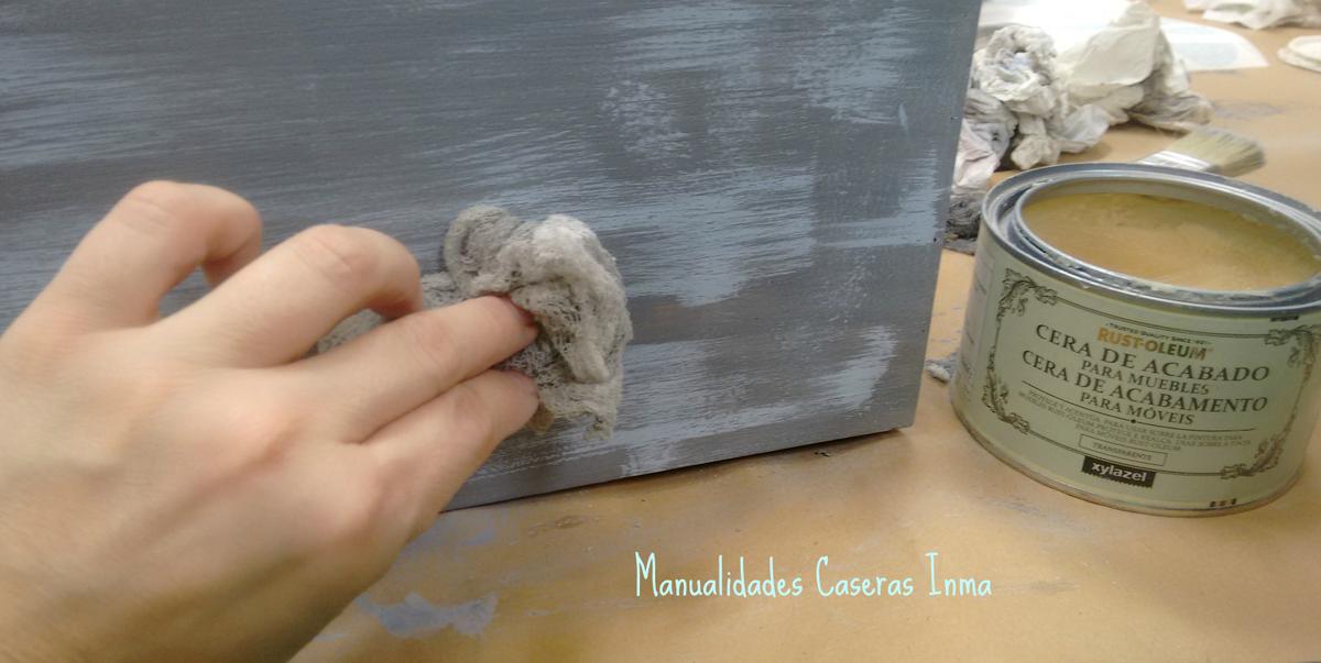 Manualidades Caseras Inma Caja de madera con estrella Chalk Paint fase cera