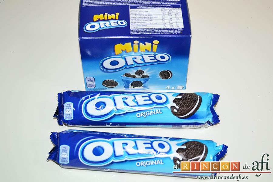 Mus de galletas Oreo, preparar las galletas