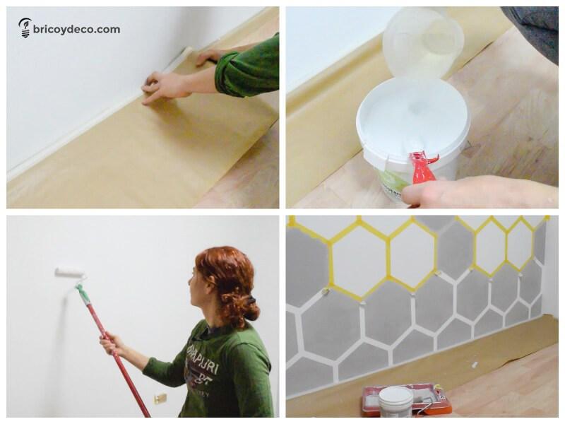 cómo decorar una pared con hexágonos paso a paso