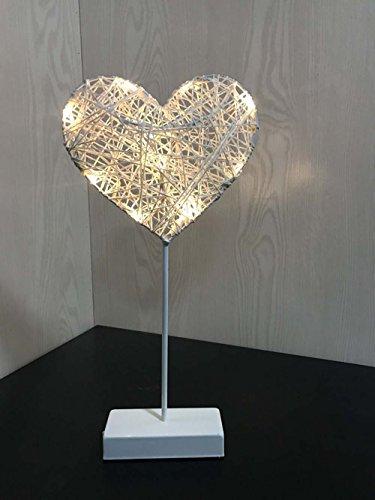 AMZSTAR Grass Rattan Woven LED Love Heart Light Decorative Desk Light Valentines Day Romantic Night Light Bedroom Table Lamp (Heart)
