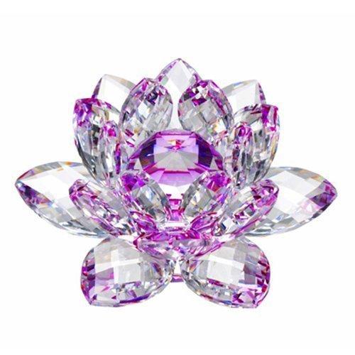 Amlong Crystal Hue Reflection Crystal Lotus Flower with Gift Box, Purple, 3-Inch