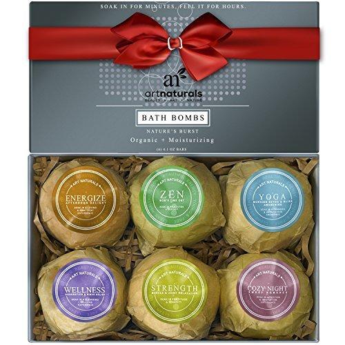 ArtNaturals Bath Bombs Gift Set - Ultra Lush Essential Oil - Handmade Spa Bomb Fizzies - Organic and Natural Ingredients, Shea Butter for Moisturizing Dry Skin Relaxation in a Box, 4.1 oz., 6 Count