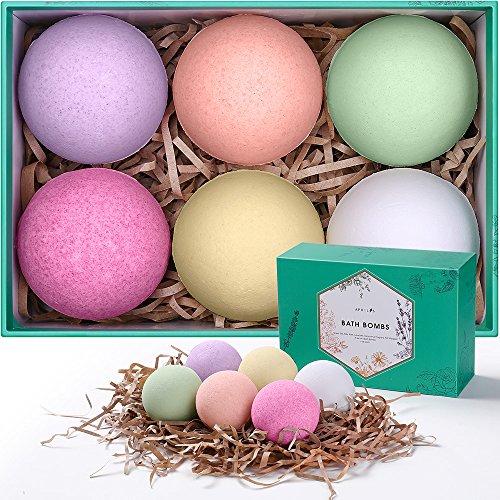 Bath Bombs Gift Set, Ultra Large Bath Bomb Kit, Lush Spa Floating Fizzies, Best Gift Ideas for Kids, Women, Must-have Bath Products, Add to Bubble Bath, Bath Salts  Pack of 6