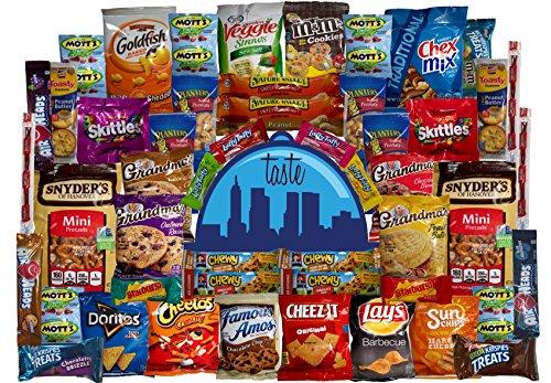 Taste Box Care Package 50 Count Super Snack Sampler of Bars, Cookies, Chips, Candy, and Snacks for Office, School, Friends, Family, and College Variety Pack